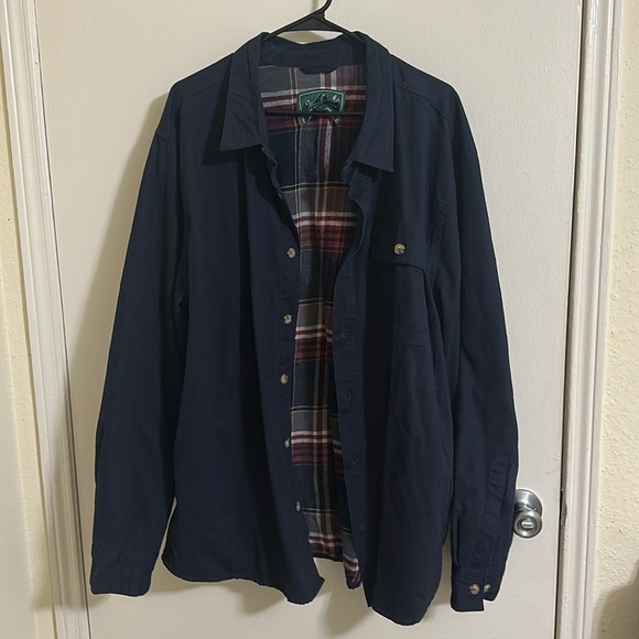 EUC Woolrich Flannel Lined Shirt Jacket Blue The Green Label XXL - Picture 2 of 4